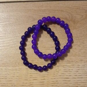Purple Beaded Bracelets Set